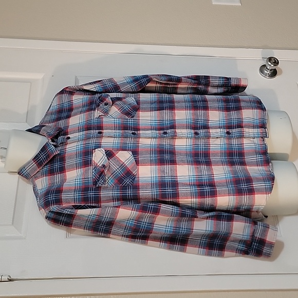 Rip Curl Flannel Shirt Men's Blue Plaid Button Up Surf.Size Large - Picture 3 of 7